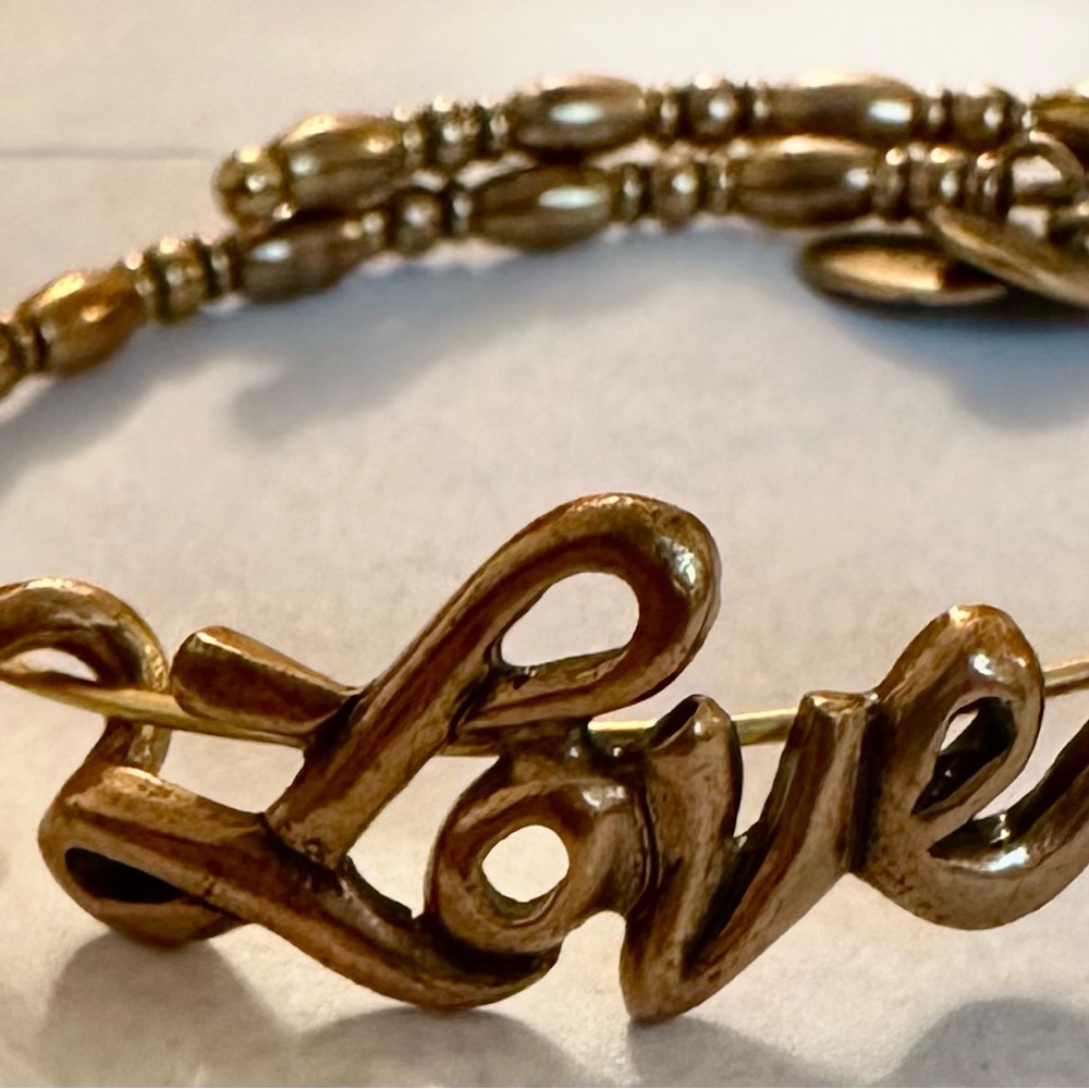Alex and ani Gold Love Script Bracelet with Polished Finish